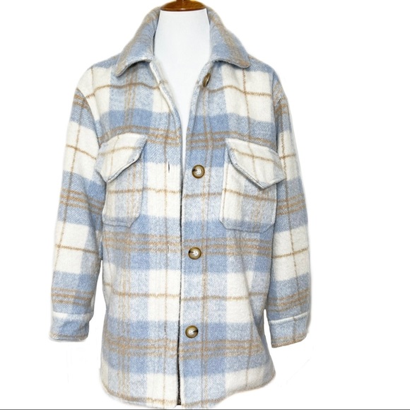 SOLD-Gianni Bini Plaid Flannel Shacket Grandpa Jacket - Picture 2 of 11
